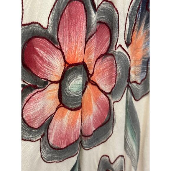 Cream‎ painted sundress, large, bohemian, resortwear, artsy, festival, vacation - Picture 5 of 7